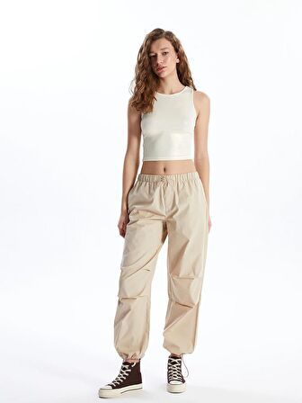 Kadın Beli Lastikli Düz Paraşüt Pantolon