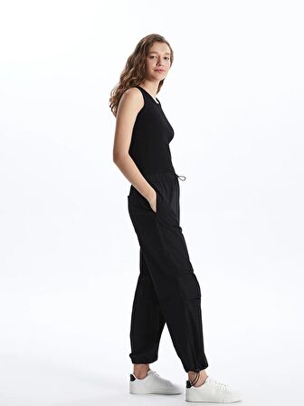Kadın Beli Lastikli Düz Paraşüt Pantolon