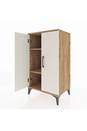 Hyperion Komodin 2 Raflı 2 Kapaklı 60x44x106 Çam-Aytaşı
