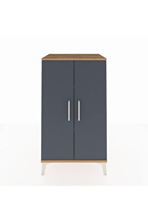 Hyperion Komodin 2 Raflı 2 Kapaklı 60x44x106 Çam-Antrasit
