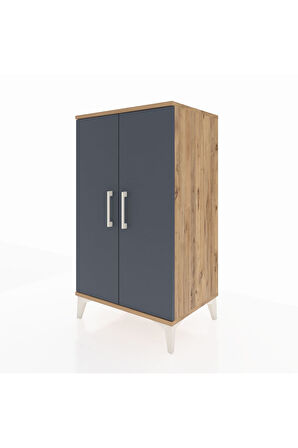 Hyperion Komodin 2 Raflı 2 Kapaklı 60x44x106 Çam-Antrasit