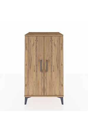 Hyperion Komodin 2 Raflı 2 Kapaklı 60x44x106 Çam-Çam