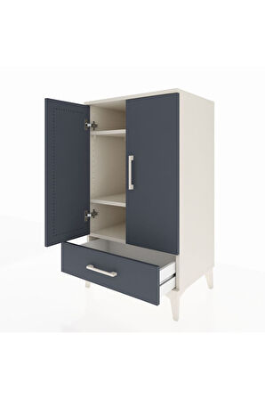 Hyperion Komodin 3 Raflı Tek Çekmeceli 2 Kapaklı 60x44x106 Aytaşı-Antrasit