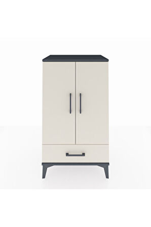 Hyperion Komodin 3 Raflı Tek Çekmeceli 2 Kapaklı 60x44x106 Antrasit-Aytaşı