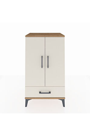 Hyperion Komodin 3 Raflı Tek Çekmeceli 2 Kapaklı 60x44x106 Çam-Aytaşı