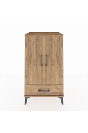 Hyperion Komodin 3 Raflı Tek Çekmeceli 2 Kapaklı 60x44x106 Çam-Çam