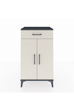 Hyperion Komodin 2 Raflı Tek Çekmeceli 2 Kapaklı 60x44x106 Antrasit-Aytaşı