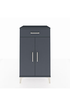 Hyperion Komodin 2 Raflı Tek Çekmeceli 2 Kapaklı 60x44x106 Antrasit-Antrasit