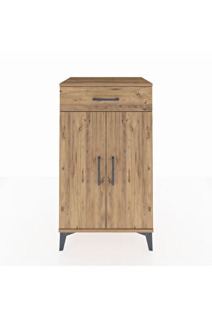 Hyperion Komodin 2 Raflı Tek Çekmeceli 2 Kapaklı 60x44x106 Çam-Çam