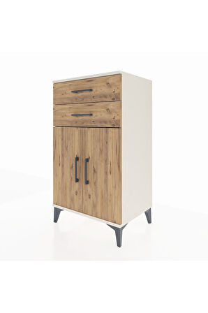 Hyperion Komodin Tek Raflı 2 Çekmeceli 2 Kapaklı 60x44x106 Aytaşı-Çam