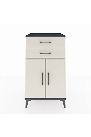 Hyperion Komodin Tek Raflı 2 Çekmeceli 2 Kapaklı 60x44x106 Antrasit-Aytaşı