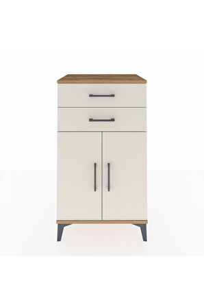 Hyperion Komodin Tek Raflı 2 Çekmeceli 2 Kapaklı 60x44x106 Çam-Aytaşı