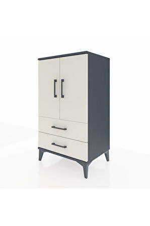 Hyperion Komodin 2 Raflı 2 Çekmeceli 2 Kapaklı 60x44x106 Antrasit-Aytaşı