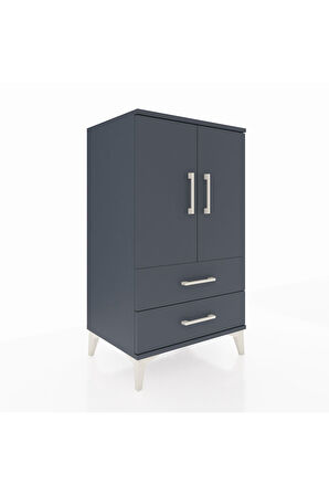 Hyperion Komodin 2 Raflı 2 Çekmeceli 2 Kapaklı 60x44x106 Antrasit-Antrasit