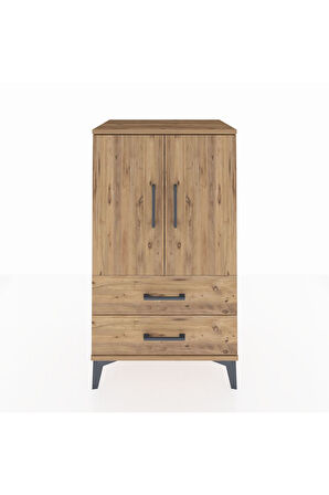 Hyperion Komodin 2 Raflı 2 Çekmeceli 2 Kapaklı 60x44x106 Çam-Çam