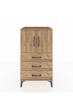 Hyperion Komodin 2 Raflı 3 Çekmeceli 2 Kapaklı 60x44x106 Çam-Çam