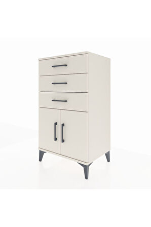 Hyperion Komodin Tek Raflı 3 Çekmeceli 2 Kapaklı 60x44x106 Aytaşı-Aytaşı