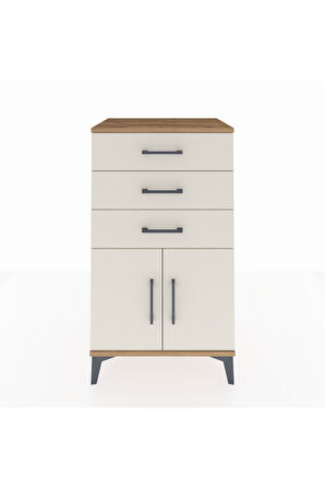 Hyperion Komodin Tek Raflı 3 Çekmeceli 2 Kapaklı 60x44x106 Çam-Aytaşı
