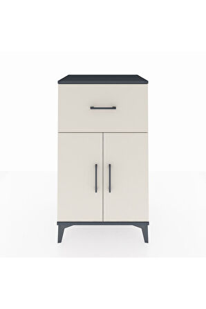Hyperion Komodin Tek Raflı Tek Çekmeceli 2 Kapaklı 60x44x106 Antrasit-Aytaşı