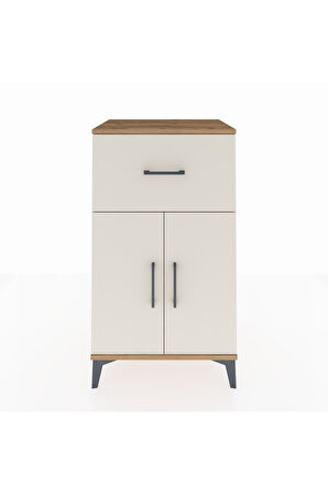 Hyperion Komodin Tek Raflı Tek Çekmeceli 2 Kapaklı 60x44x106 Çam-Aytaşı