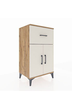 Hyperion Komodin Tek Raflı Tek Çekmeceli 2 Kapaklı 60x44x106 Çam-Aytaşı