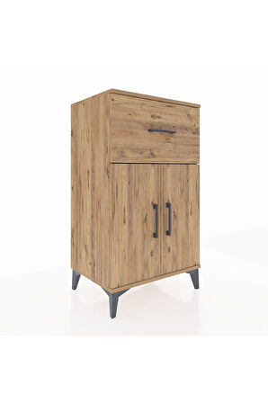 Hyperion Komodin Tek Raflı Tek Çekmeceli 2 Kapaklı 60x44x106 Çam-Çam