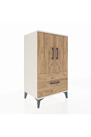 Hyperion Komodin 2 Raflı Tek Çekmeceli 2 Kapaklı 60x44x106 Aytaşı-Çam