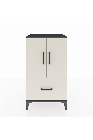 Hyperion Komodin 2 Raflı Tek Çekmeceli 2 Kapaklı 60x44x106 Antrasit-Aytaşı