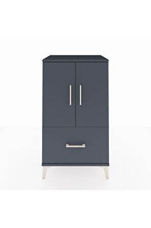 Hyperion Komodin 2 Raflı Tek Çekmeceli 2 Kapaklı 60x44x106 Antrasit-Antrasit