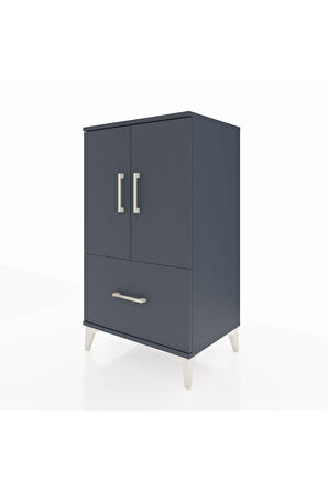 Hyperion Komodin 2 Raflı Tek Çekmeceli 2 Kapaklı 60x44x106 Antrasit-Antrasit