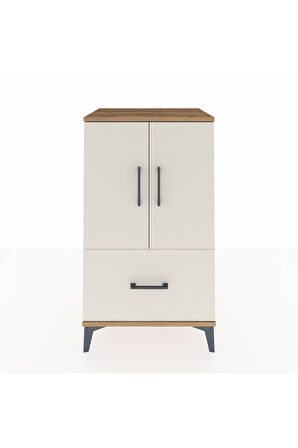 Hyperion Komodin 2 Raflı Tek Çekmeceli 2 Kapaklı 60x44x106 Çam-Aytaşı