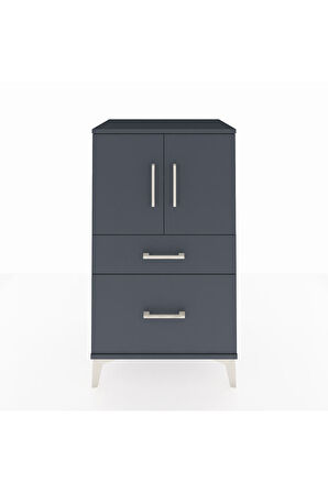 Hyperion Komodin 2 Raflı 2 Çekmeceli 2 Kapaklı 60x44x106 Antrasit-Antrasit