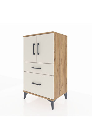 Hyperion Komodin 2 Raflı 2 Çekmeceli 2 Kapaklı 60x44x106 Çam-Aytaşı