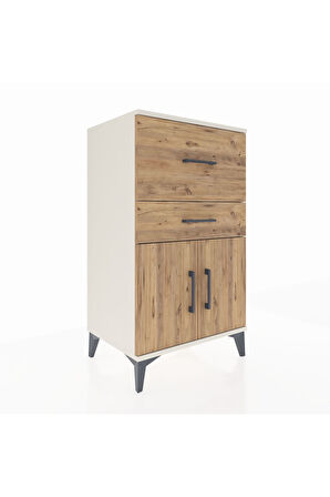 Hyperion Komodin Tek Raflı 2 Çekmeceli 2 Kapaklı 60x44x106 Aytaşı-Çam