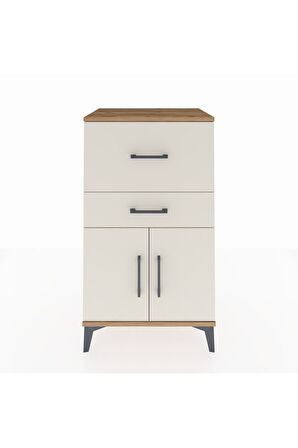 Hyperion Komodin Tek Raflı 2 Çekmeceli 2 Kapaklı 60x44x106 Çam-Aytaşı