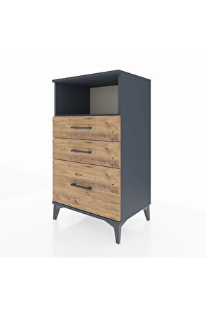Hyperion Komodin Tek Raflı 3 Çekmeceli 60x44x106 Antrasit-Çam