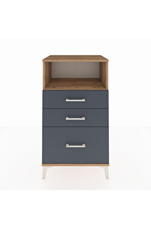 Hyperion Komodin Tek Raflı 3 Çekmeceli 60x44x106 Çam-Antrasit