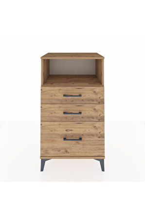 Hyperion Komodin Tek Raflı 3 Çekmeceli 60x44x106 Çam-Çam
