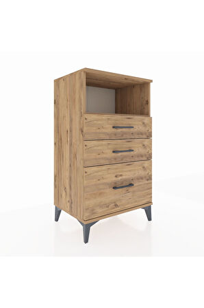 Hyperion Komodin Tek Raflı 3 Çekmeceli 60x44x106 Çam-Çam