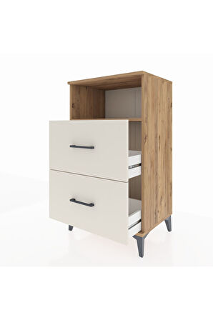 Hyperion Komodin Tek Raflı 2 Çekmeceli 60x44x106 Çam-Aytaşı