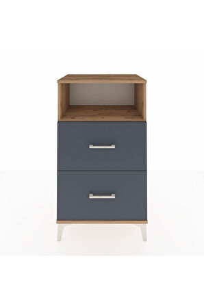 Hyperion Komodin Tek Raflı 2 Çekmeceli 60x44x106 Çam-Antrasit