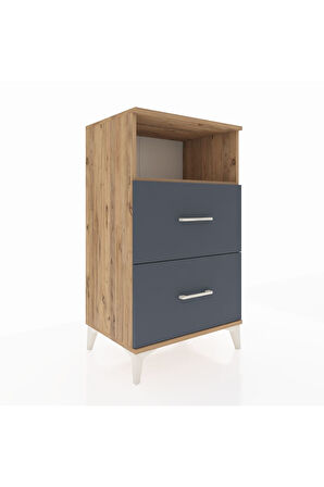 Hyperion Komodin Tek Raflı 2 Çekmeceli 60x44x106 Çam-Antrasit