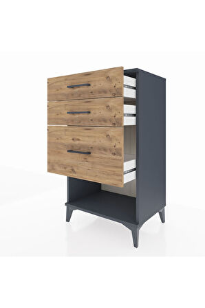 Hyperion Komodin 3 Çekmeceli 60x44x106 Antrasit-Çam
