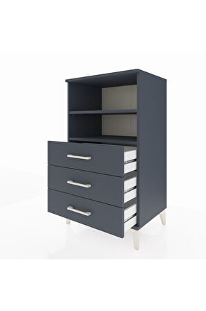 Hyperion Komodin 2 Raflı 3 Çekmeceli 60x44x106 Antrasit-Antrasit