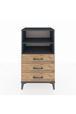 Hyperion Komodin 2 Raflı 3 Çekmeceli 60x44x106 Antrasit-Çam