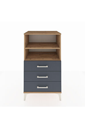 Hyperion Komodin 2 Raflı 3 Çekmeceli 60x44x106 Çam-Antrasit