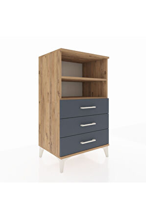 Hyperion Komodin 2 Raflı 3 Çekmeceli 60x44x106 Çam-Antrasit