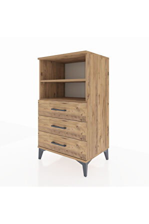 Hyperion Komodin 2 Raflı 3 Çekmeceli 60x44x106 Çam-Çam