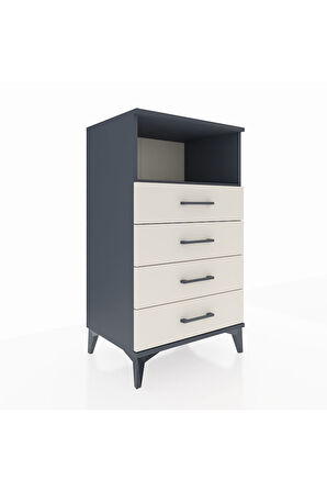 Hyperion Komodin Tek Raflı 4 Çekmeceli 60x44x106 Antrasit-Aytaşı