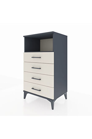 Hyperion Komodin Tek Raflı 4 Çekmeceli 60x44x106 Antrasit-Aytaşı